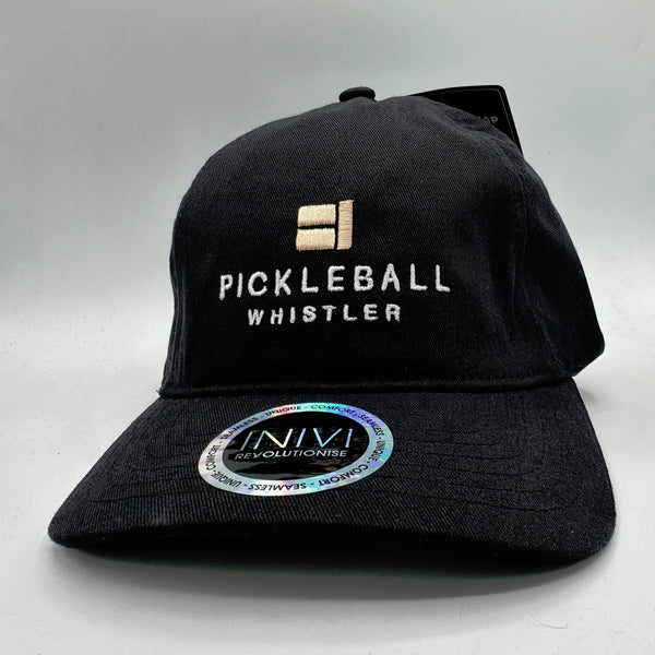 Pickleball Whistler Ball Cap - Black - Brown Logo