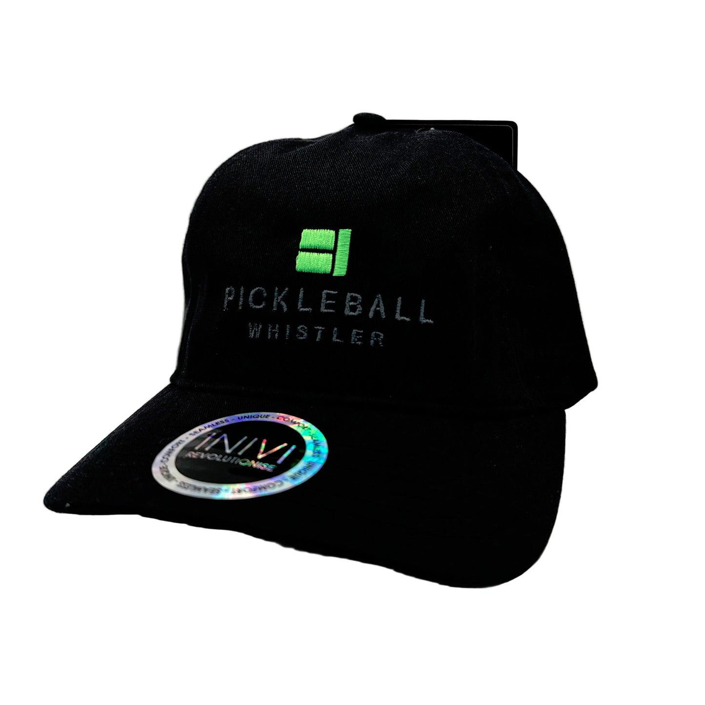 Black baseball cap with Pickleball Whistler logo
