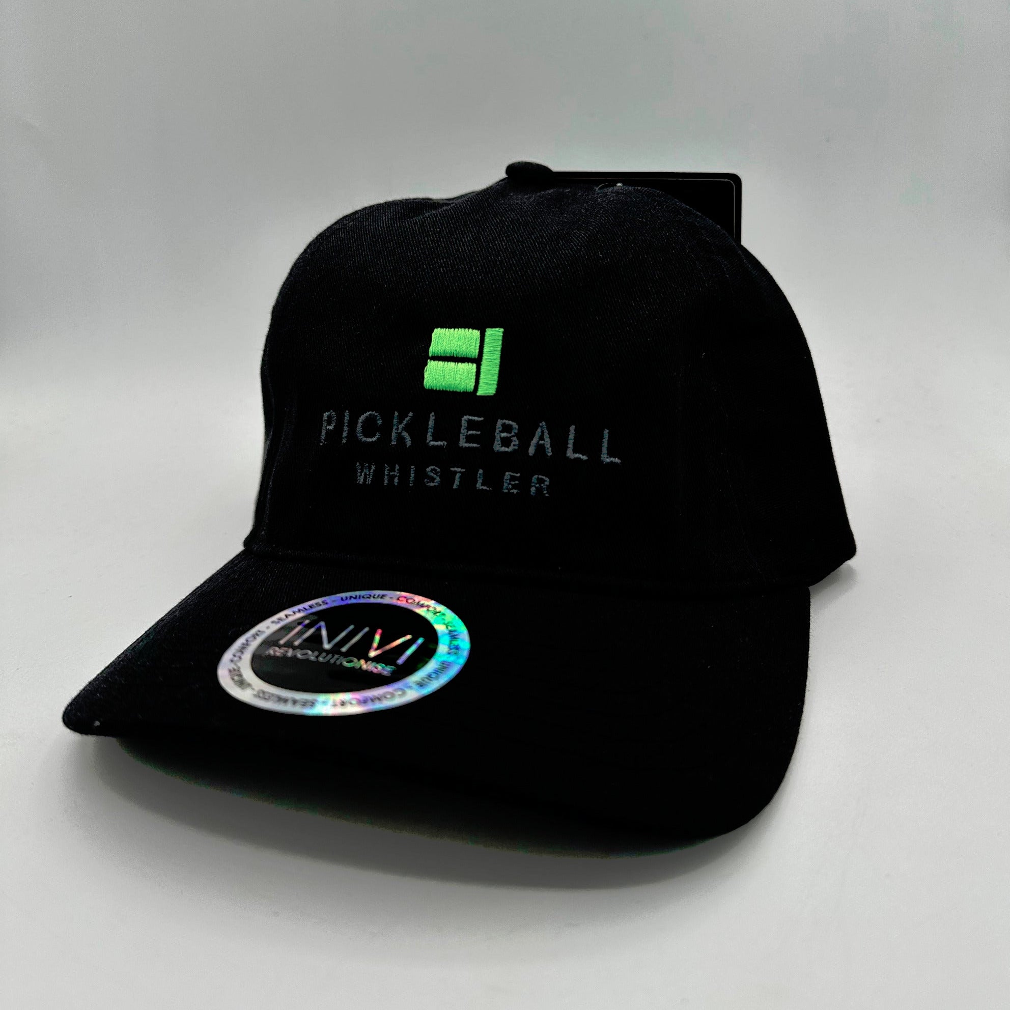 Black baseball cap with Pickleball Whistler logo