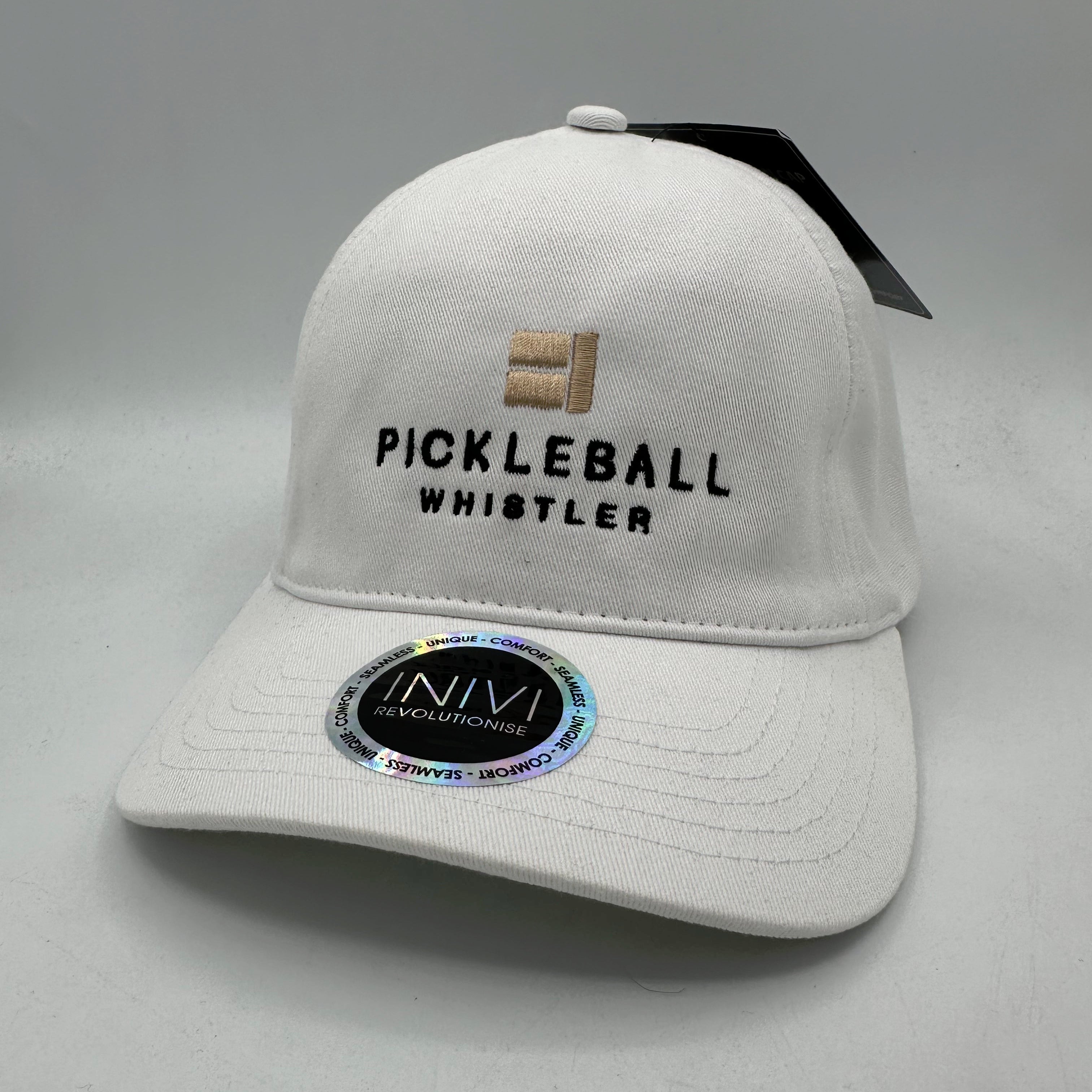 White baseball cap with Pickleball Whistler logo
